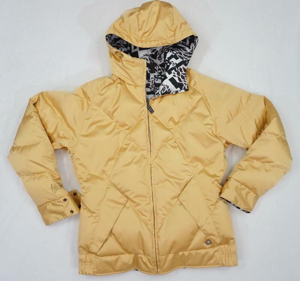 VINTAGE Y2K BURTON WOM XL REVERSIBLE GOLD BLISS DOWN PUFFER JACKET SNOWBOARD SKI